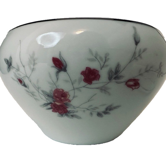 Arita ART25 SugarDish w/O Handle Lid Pink Roses, Gray Leaves, Platinum Trim VTG - Picture 1 of 9